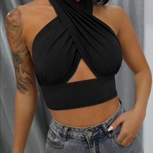 Trendy Cross Neck Underboob Top